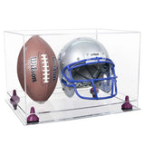 Acrylic Full-Size Football and Helmet Display Case - Large Rectangle Box with Clear Top 18" x 14" x 12" (A014/B60)