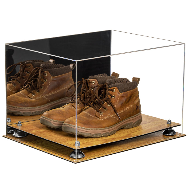 Acrylic Extra Large Shoe Display Case for Basketball Shoe, Hightop, Soccer & Football Cleats with Mirror -18 x 14 x 12 (A014/V60)