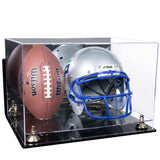 Acrylic Full-Size Football and Helmet Display Case - Large Rectangle Box with Mirror Top 18" x 14" x 12" (A014, V60)