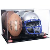 Acrylic Double Football and Helmet Display Case with Mirror Case, Risers and Base (A014/B60)