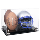 Acrylic Double Football and Helmet Display Case with Clear Case,  Risers and Base (A014/B60)