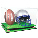 Acrylic Full-Size Football and Helmet Display Case - Large Rectangle Box with Clear Top 18" x 14" x 12" (A014/B60)