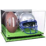 Acrylic Full-Size Football and Helmet Display Case - Large Rectangle Box with Mirror Top 18" x 14" x 12" (A014, V60)