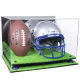 Acrylic Full-Size Football and Helmet Display Case - Large Rectangle Box with Mirror Top 18" x 14" x 12" (A014, V60)