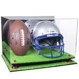 Acrylic Full-Size Football and Helmet Display Case - Large Rectangle Box with Mirror Top 18" x 14" x 12" (A014, V60)