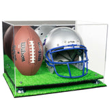 Acrylic Full-Size Football and Helmet Display Case - Large Rectangle Box with Mirror Top 18" x 14" x 12" (A014, V60)