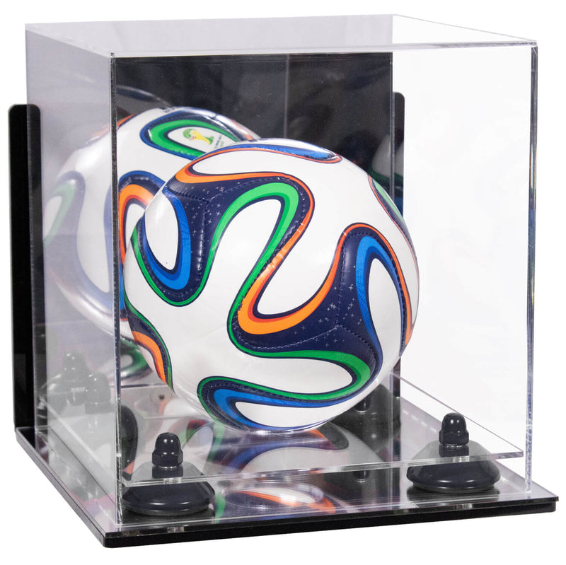 Mini/Miniature (not Full Size) Soccer Ball Display Case - Mirror Wall Mount  (B03/A015)