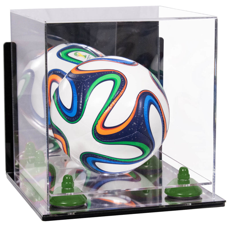 Mini/Miniature (not Full Size) Soccer Ball Display Case - Mirror Wall Mount  (B03/A015)