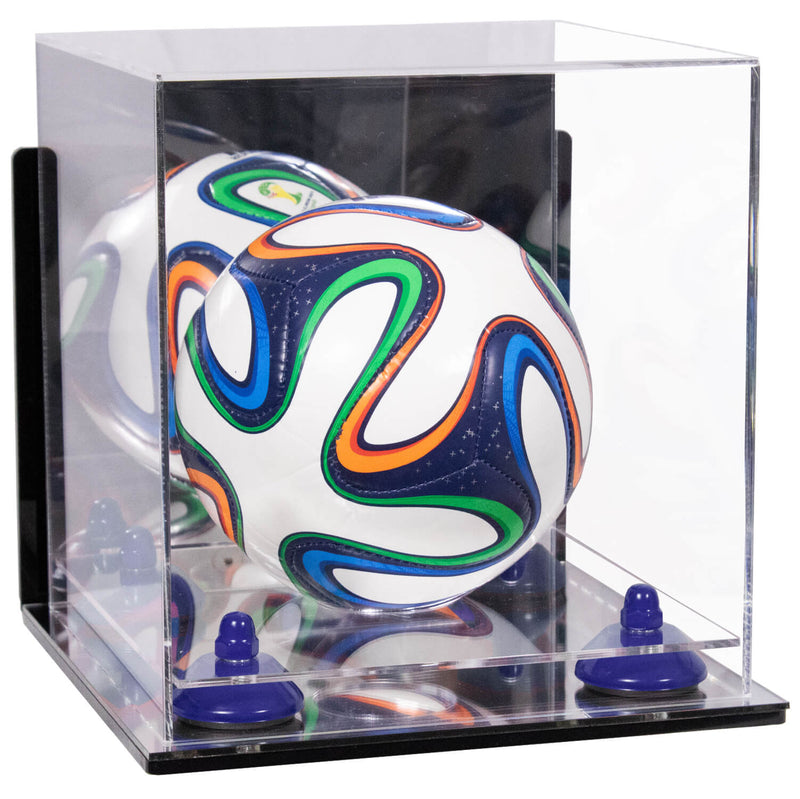 Mini/Miniature (not Full Size) Soccer Ball Display Case - Mirror Wall Mounts (B03/A015)