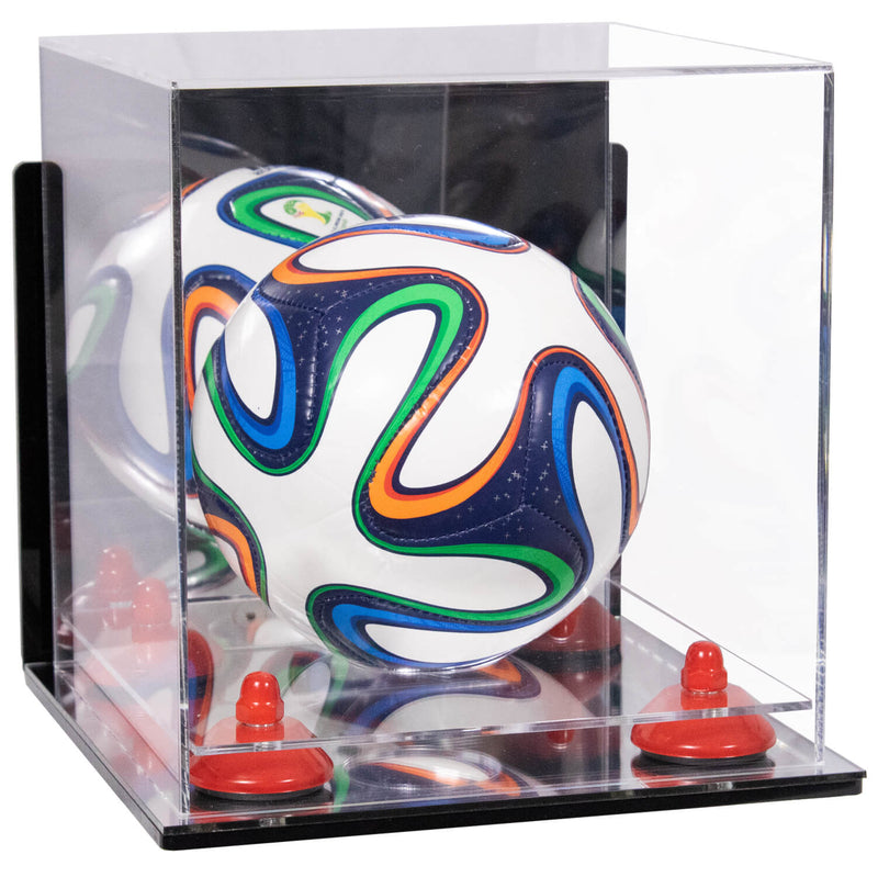 Mini/Miniature (not Full Size) Soccer Ball Display Case - Mirror Wall Mount  (B03/A015)