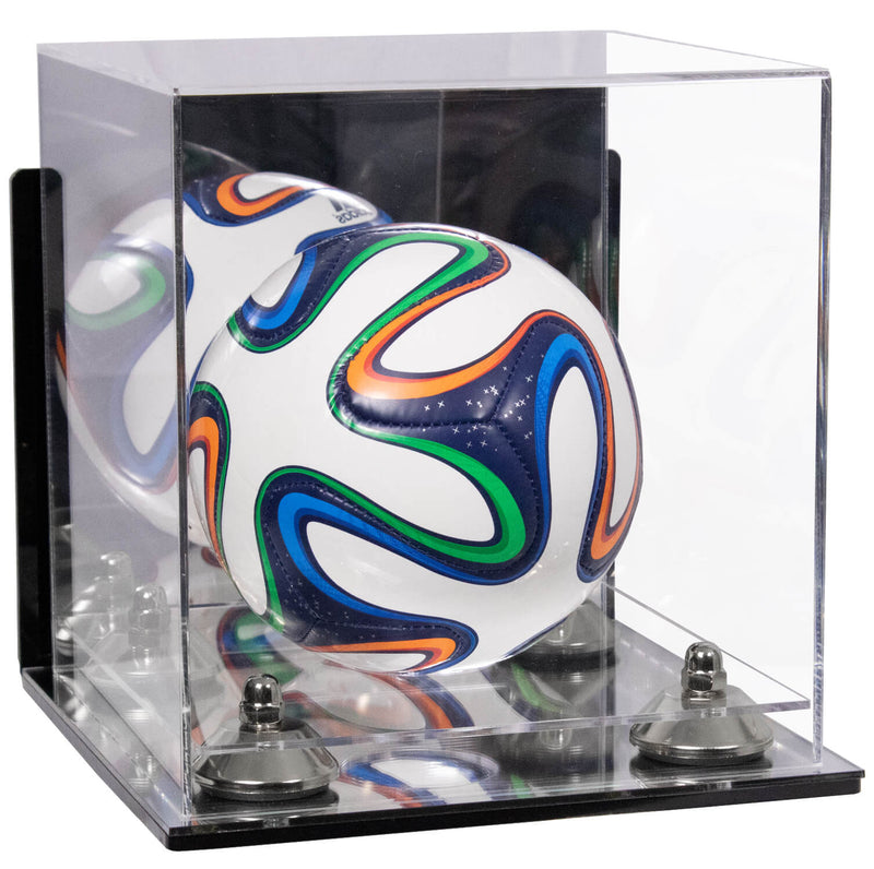 Mini/Miniature (not Full Size) Soccer Ball Display Case - Mirror Wall Mount  (B03/A015)
