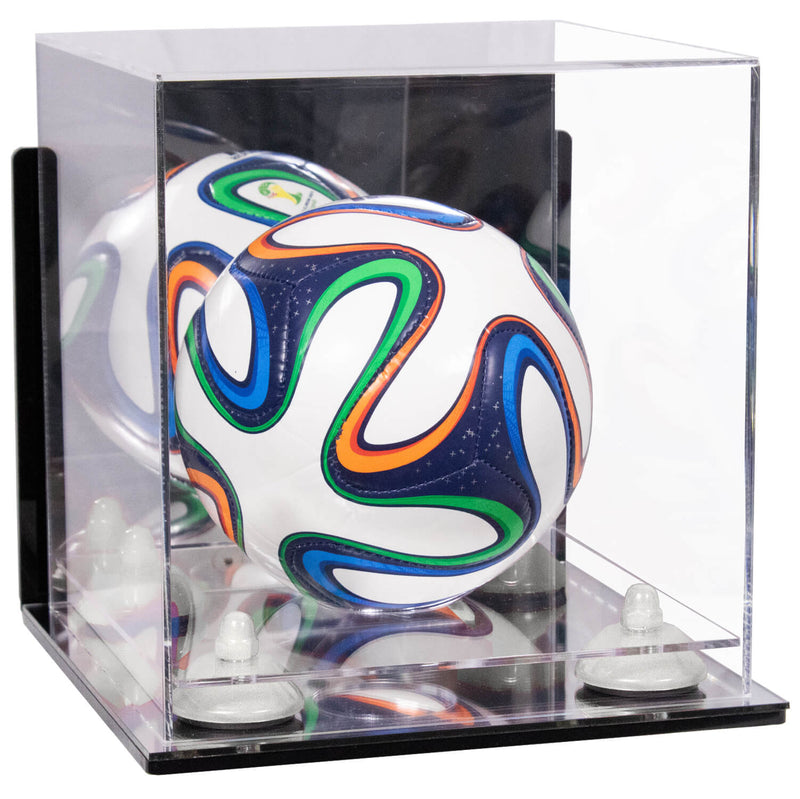 Mini/Miniature (not Full Size) Soccer Ball Display Case - Mirror Wall Mount  (B03/A015)