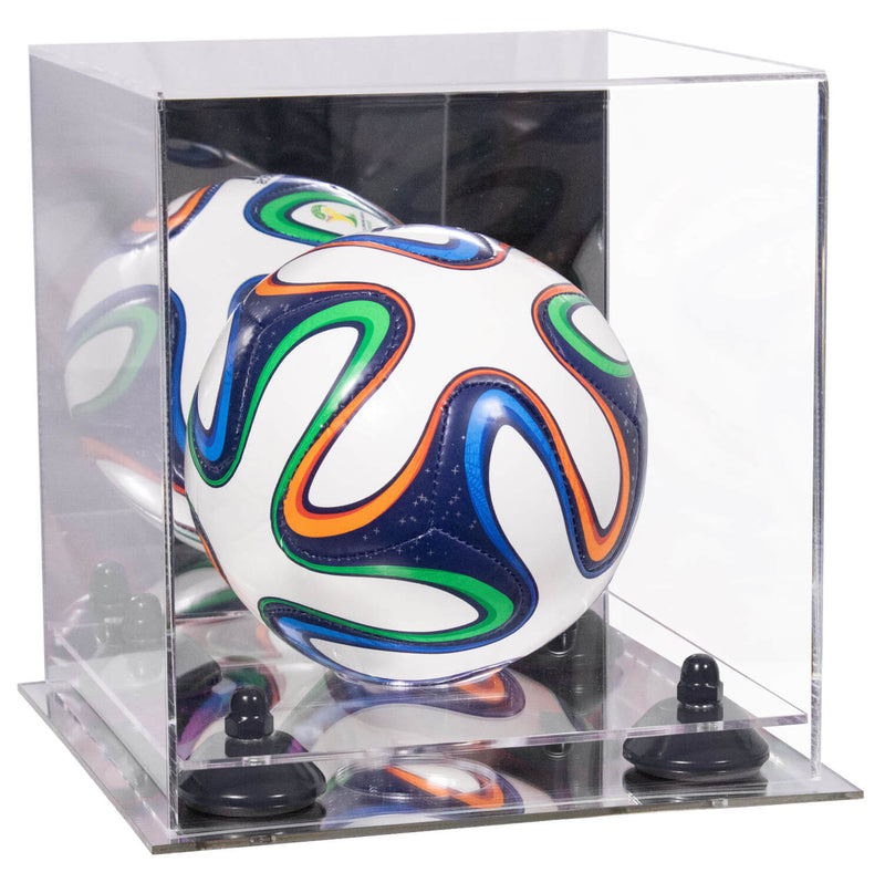 Mini/Miniature (not Full Size) Soccer Ball Display Case - Mirror No Wall Mounts (B03/A015)