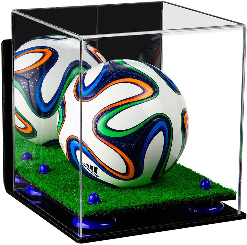 Mini/Miniature (not Full Size) Soccer Ball Display Case - Mirror Wall Mount  (B03/A015)