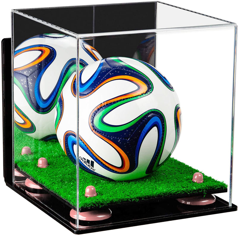 Mini/Miniature (not Full Size) Soccer Ball Display Case - Mirror Wall Mounts (B03/A015)