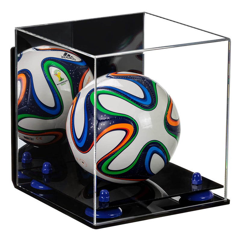 Mini/Miniature (not Full Size) Soccer Ball Display Case - Mirror Wall Mounts (B03/A015)