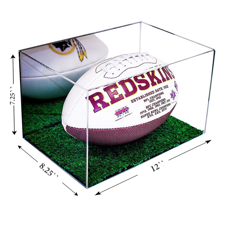 Full Size Football or Rugby Ball Display Case with Turf Base