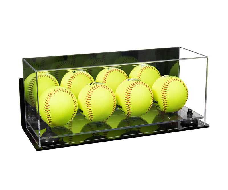 Acrylic Four Softballs Display Case 17 X 6 X 7 Mirror Wall Mount (V46/A019)