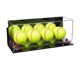 Acrylic Four Softballs Display Case 17 X 6 X 7 Mirror Wall Mount (V46/A019)