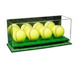 Acrylic Four Softballs Display Case 17 X 6 X 7 Mirror no Wall Mounts (V46/A019)