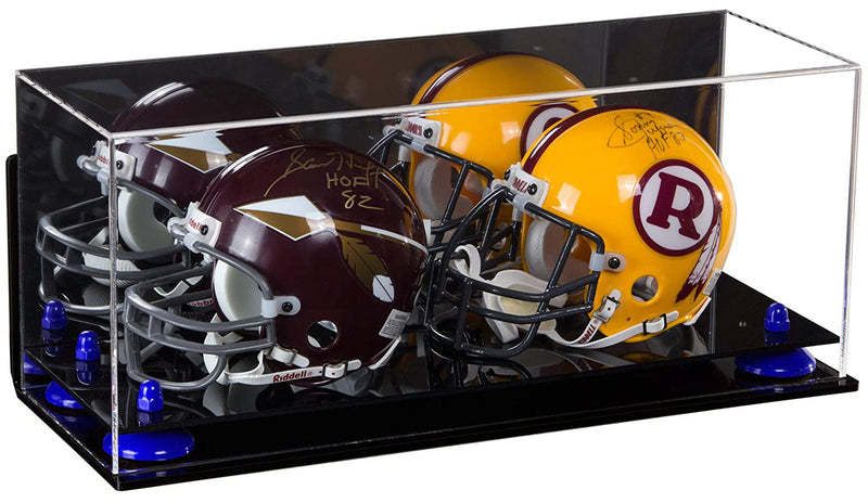 2 Mini Helmet or Mini Football with Mini Helmet Display Case - Mirror  Wall Mounts (B46/V46/A019)