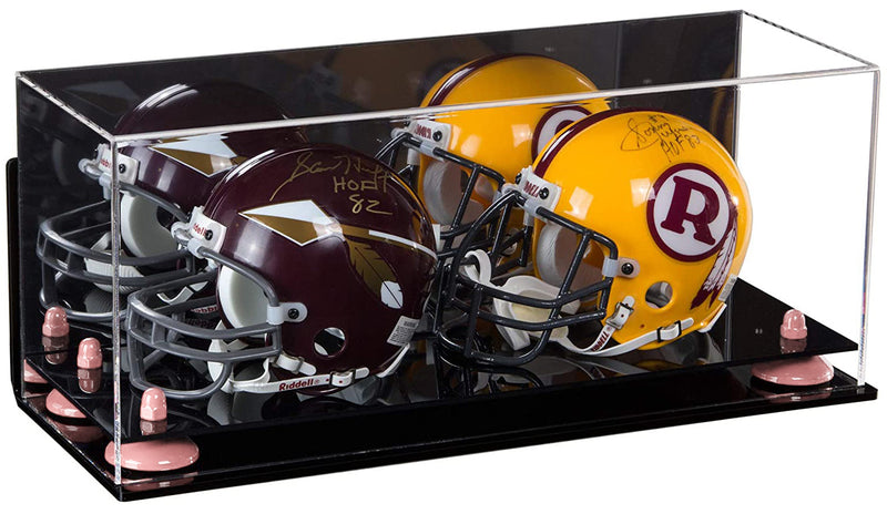 2 Mini Helmet or Mini Football with Mini Helmet Display Case - Mirror  Wall Mounts (B46/V46/A019)