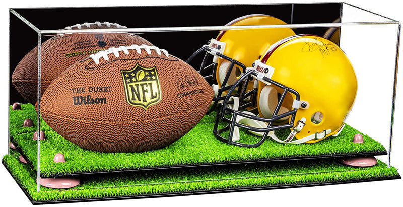 2 Mini Helmet or Mini Football with Mini Helmet Display Case - Mirror  Wall Mounts (B46/V46/A019)