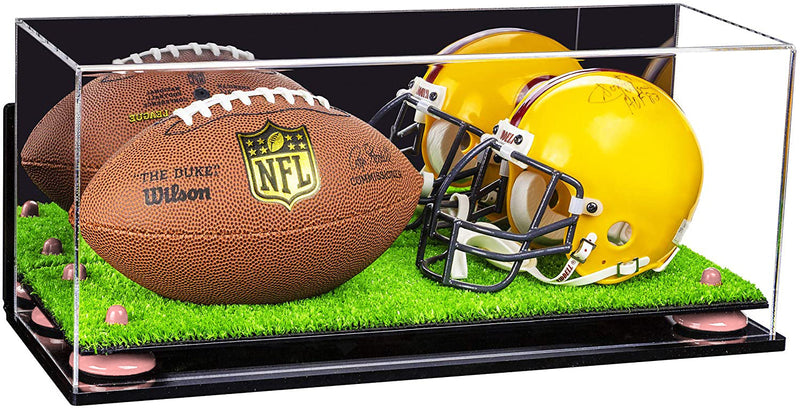 2 Mini Helmet or Mini Football with Mini Helmet Display Case - Mirror  Wall Mounts (B46/V46/A019)