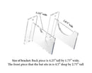 Cricket bat wall mount with two clear acrylic mounting brackets