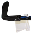 Clear hockey stick display bracket mounted on wall