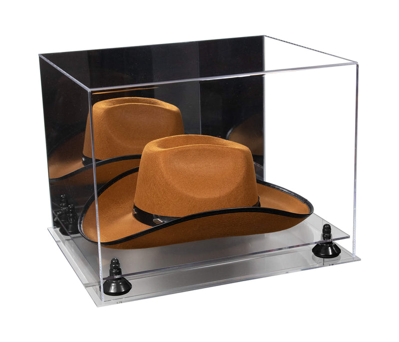 Acrylic Cowboy Hat Display Case - Mirror No Wall Mounts 16" x 13" x 12" (V61B/A024-B)