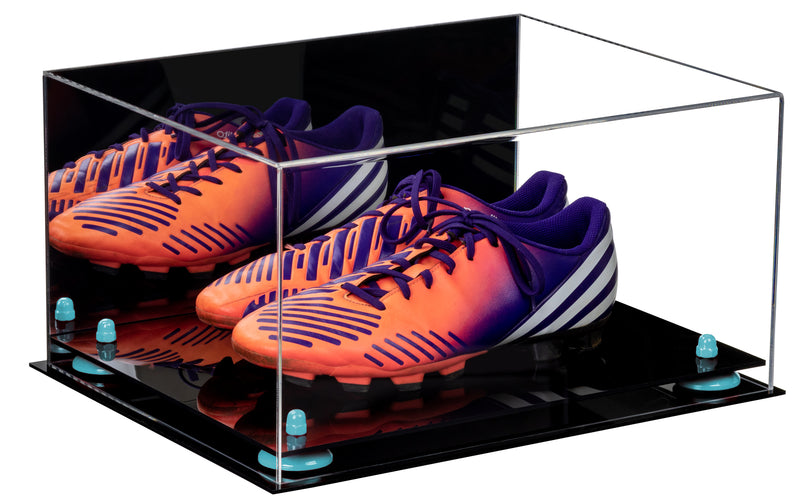 cleats case, shoe pair case, football cleats, soccer cleats, basketball case, with risers, mirror case, black base