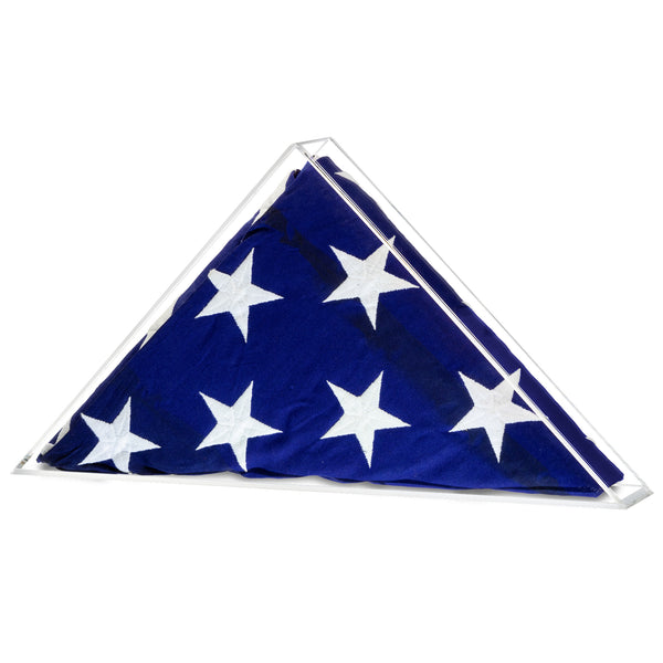 Display case for store american flag folded