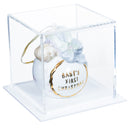 Acrylic Holiday Ornament Display Case with White Acrylic Base