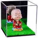 Clear Acrylic Cube Display Case with Green Turf Base