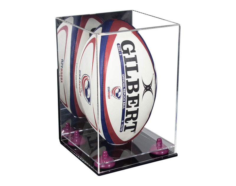 Acrylic Rugby Ball Display Case Vertical - Mirror Wall Mount(A060/B42)