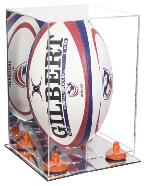 Acrylic Rugby Ball Display Case Vertical - Mirror No Wall Mount (A060/B42)