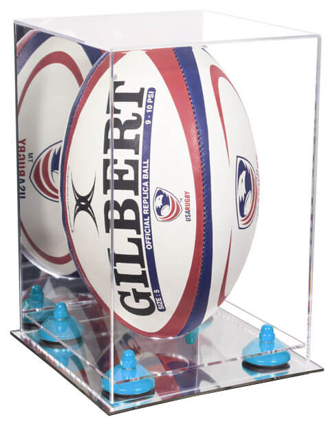 Acrylic Rugby Ball Display Case Vertical - Mirror No Wall Mount (A060/B42)