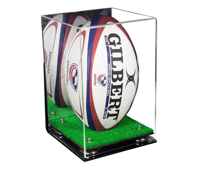 Acrylic Rugby Ball Display Case Vertical - Mirror Wall Mount(A060/B42)