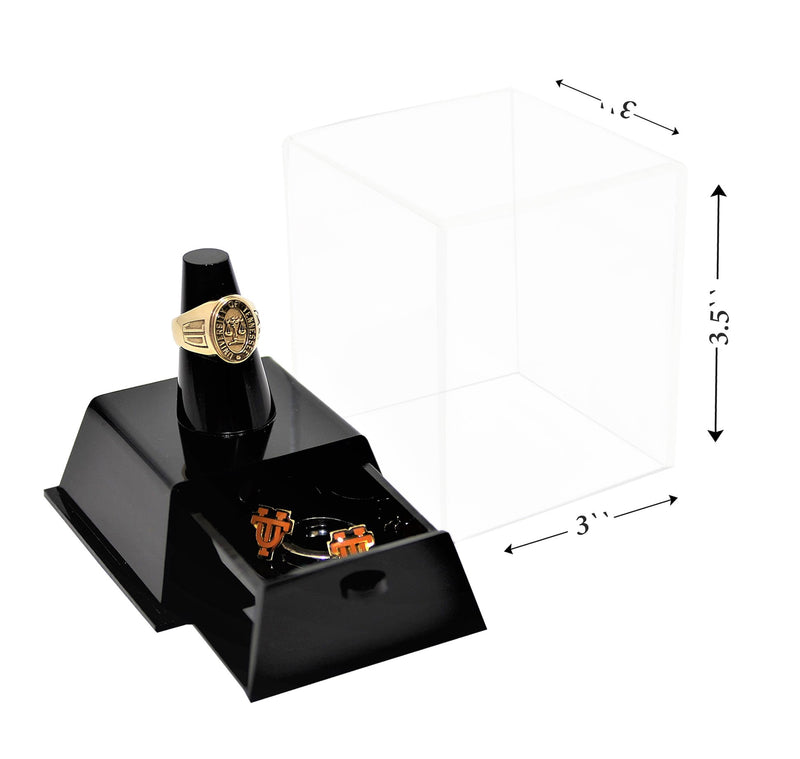 Clear Acrylic Championship School Ring Display Case with Drawer
