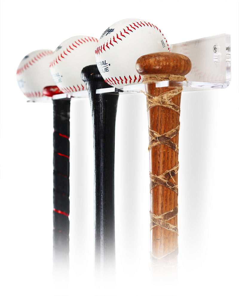 Acrylic Baseball Bat Wall Mount Brackets – Clear, Baseball Bat Hanger