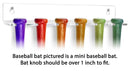 Clear acrylic mini baseball bat holder for vertical wall display