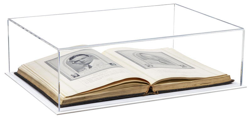 Clear White Base Book Display Case