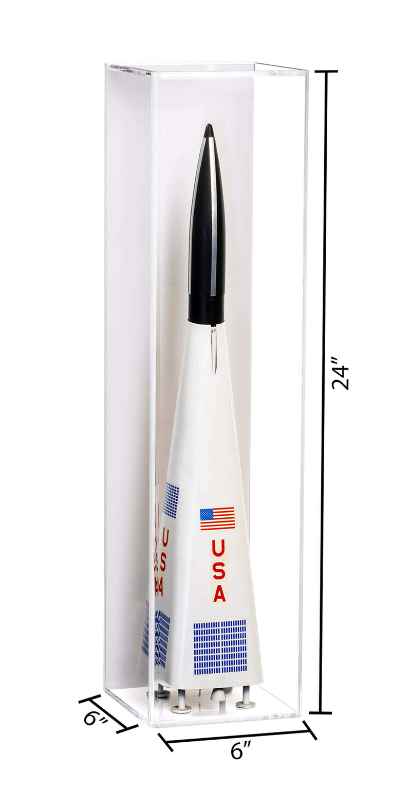 White Back Vertical Wall Mount Model Rocket Display Case