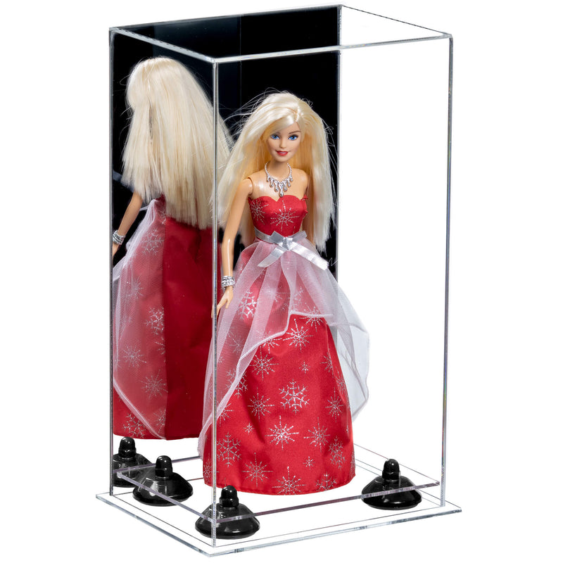 Mirror Back Clear Base Black Riser Doll Display Case