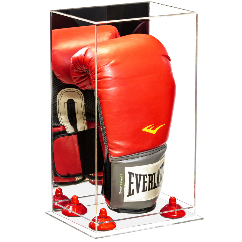 Full Size Boxing Glove Vertical Display Case with Mirror Back