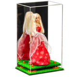 Doll Display Case - Orange Risers-Turf Base-Mirror-Back