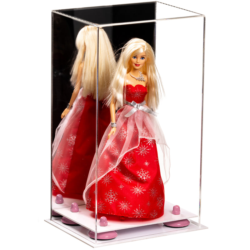 Doll Display Case - Pink Risers-Mirror-Back