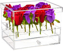 Acrylic flower display case with 12 holes and removable storage drawer