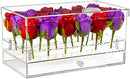 Clear acrylic floral display box with 18 flower openings and drawer